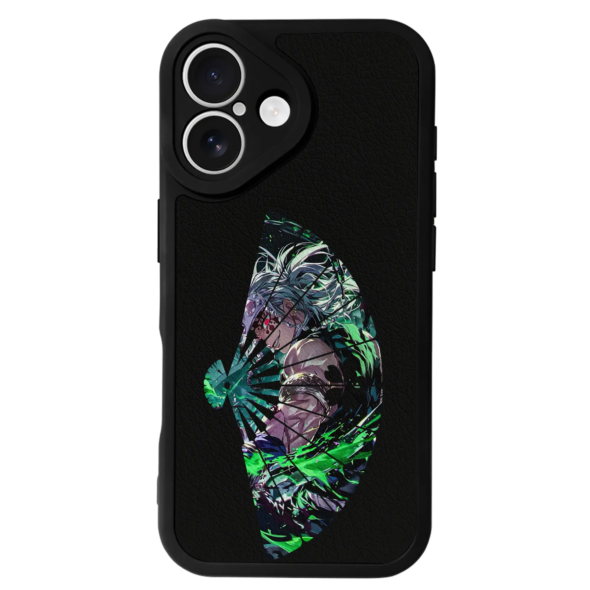 鬼滅の刃 グッズ,宇髄 天元 - IPhone 16シリーズ対応 ・ シリコンスマホケース ・ レザー調 ・ 高精度フィット ・ 耐衝撃 ・ ワイヤレス充電対応 ・ 精密カット